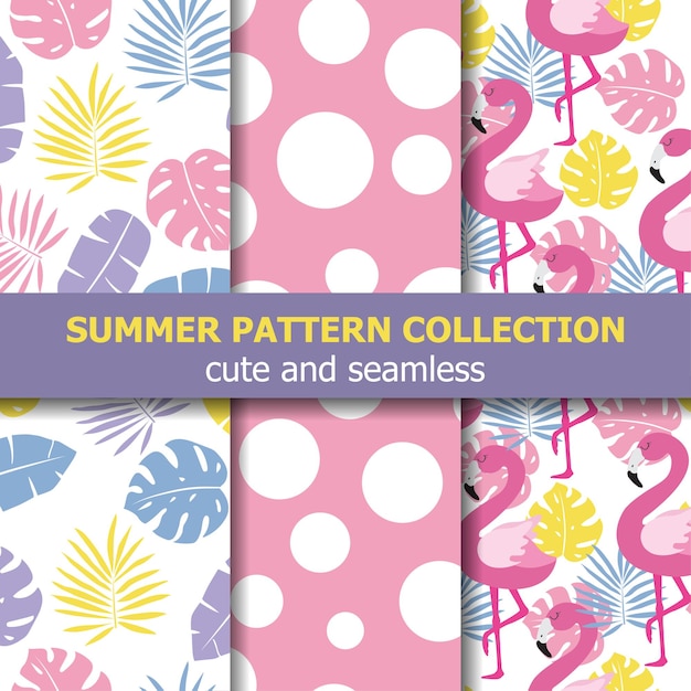 Vector summer pattern collection. flamingo theme, summer banner. vector