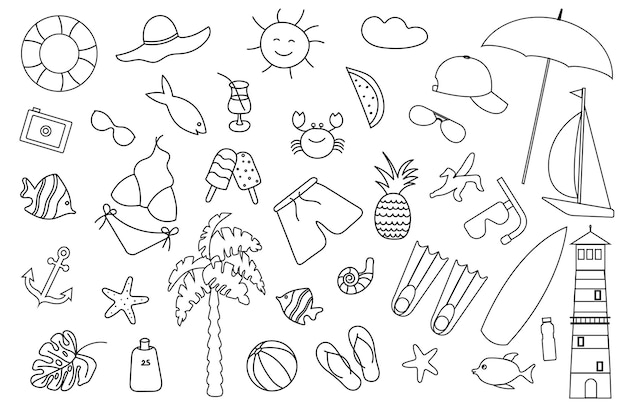 Summer pattern hand drawn with doodles Suitable for print textile background wallpaper