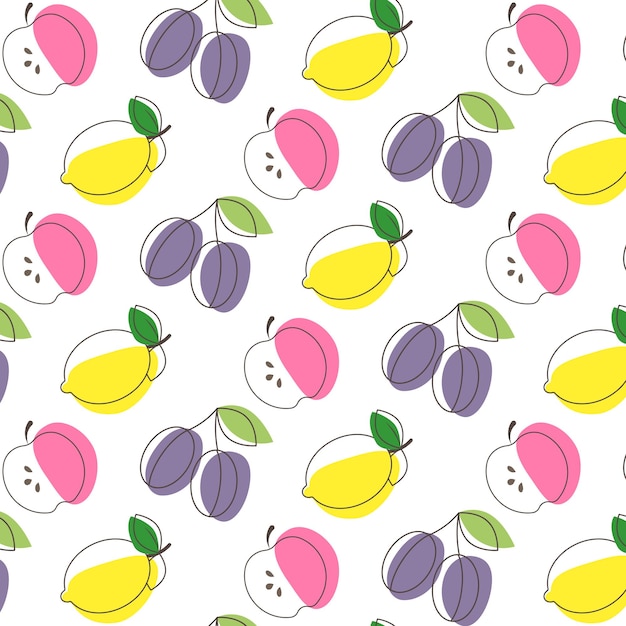 Summer pattern with three types of fruits