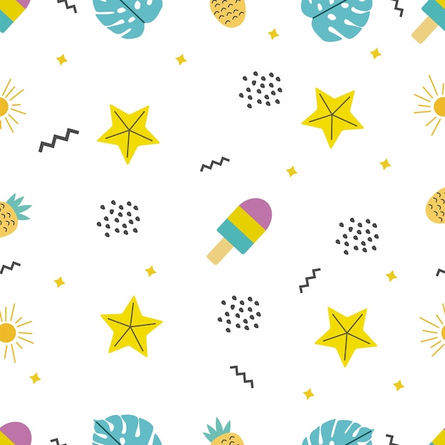 Vector summer pattetn seamless pattern holiday wallpaper vector illustration