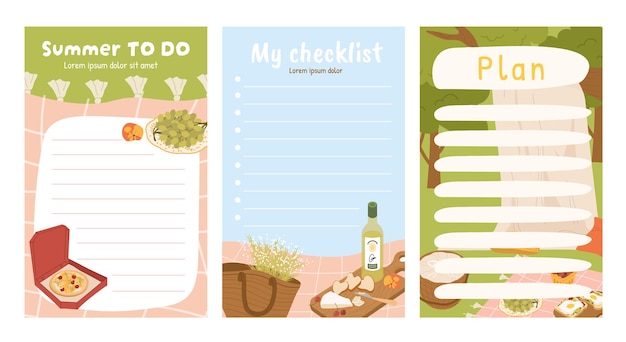 Summer planner for picnic concept
