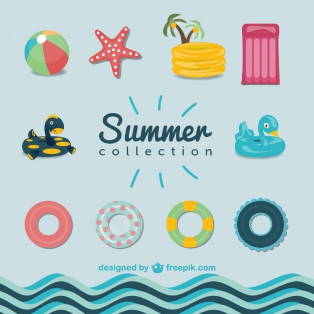 Summer pool graphics set