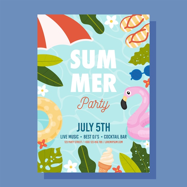 Summer pool party invite vector illustration concept