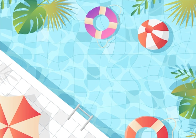 summer pool top view