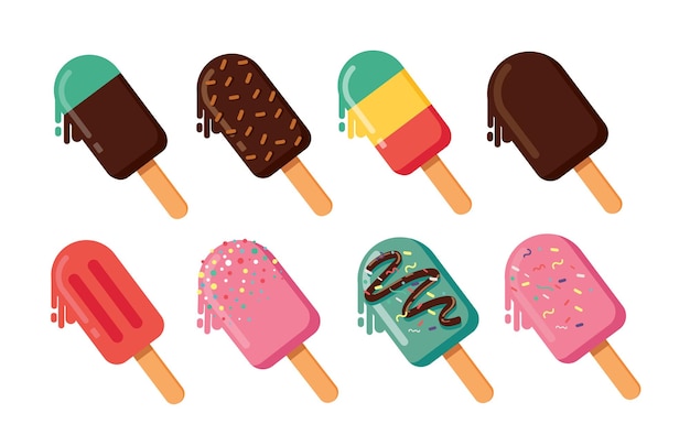 Vector summer popsicles isolated vector illustration