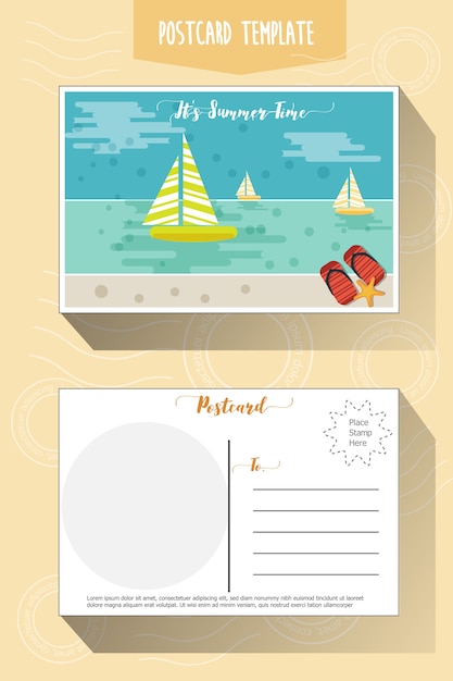 Vector summer  postcard template