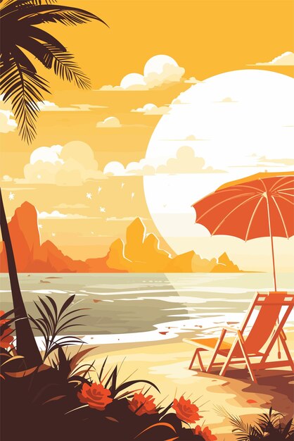 Vector summer poster beach concept