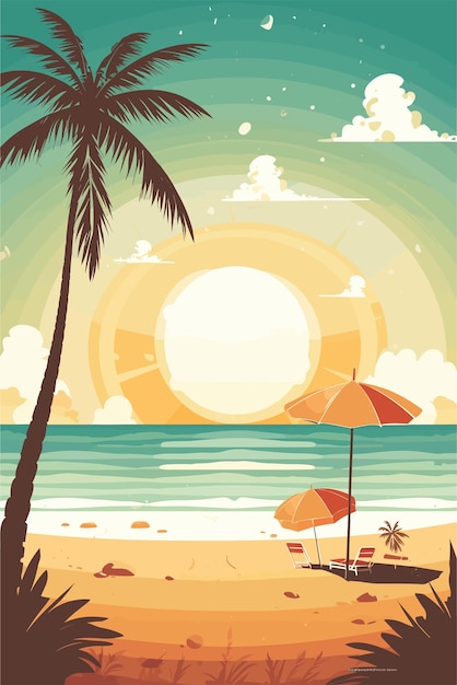 Vector summer poster beach concept