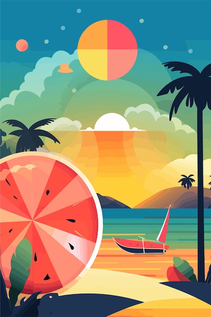 벡터 여름 포스터 해변 개념