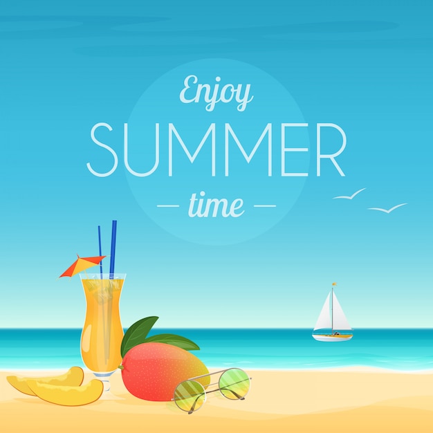 Vector summer poster with cocktail