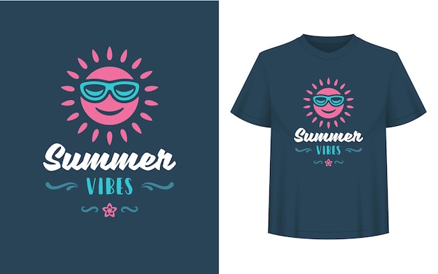 夏の引用やことわざは、tシャツ、マグカップ、グリーティングカード、写真のオーバーレイ、装飾プリント、ポスターに使用できます。夏の雰囲気のメッセージと太陽のベクトル図。