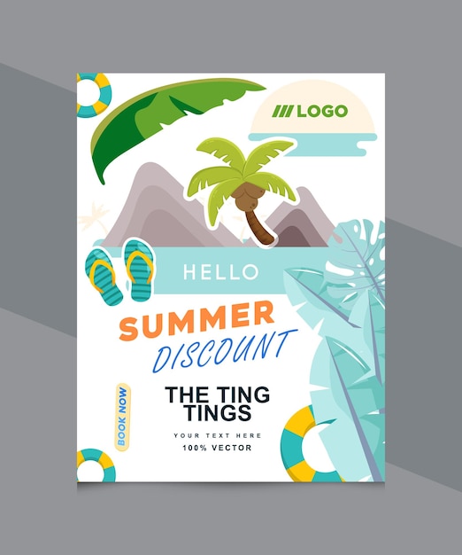 Vector summer realistic party invitation template for summer season vector item