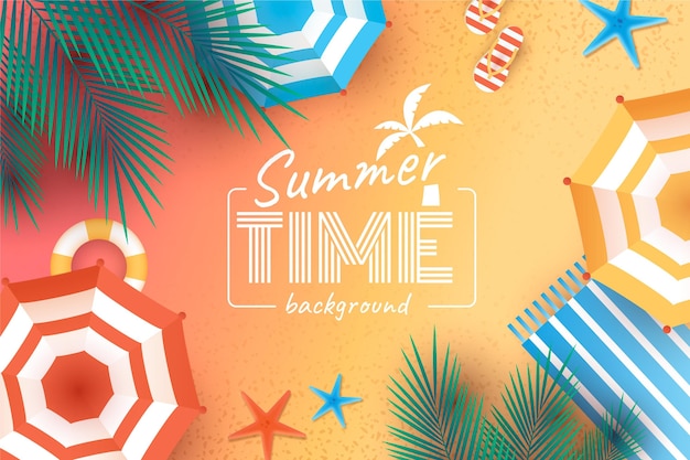 Vector summer realistic wallpaper with beach