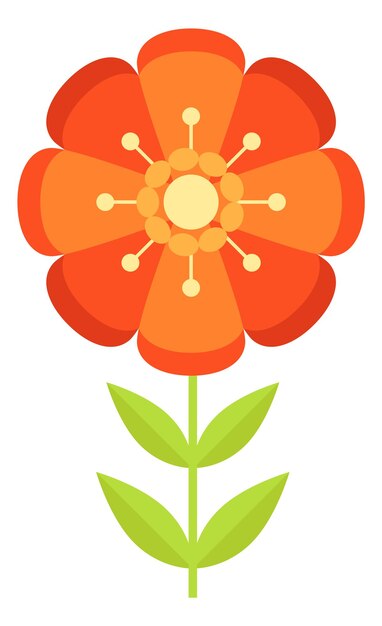 Summer red flower. Bright floral ornament element