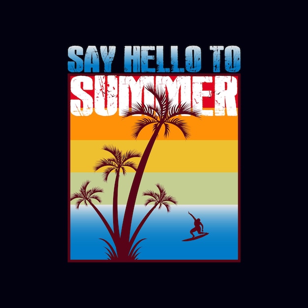 Summer retro sunset tshirt design