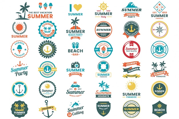 Vettore summer retro vector logo per banner