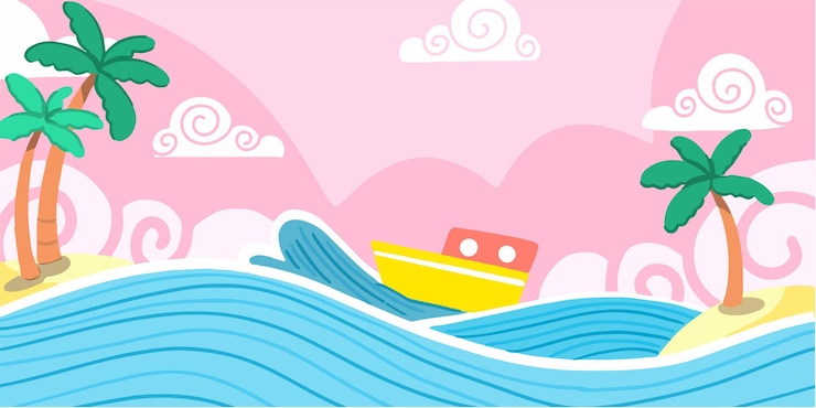Summer Sail Adventure Doodle Illustration