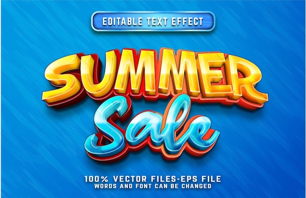 Summer sale 3d cartoon text effect premium vectors