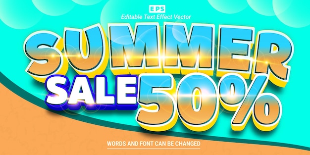 Summer Sale 3d  Editable Text Effect Vector With Background