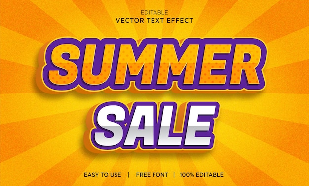 Summer sale  3d text effect with premium vector