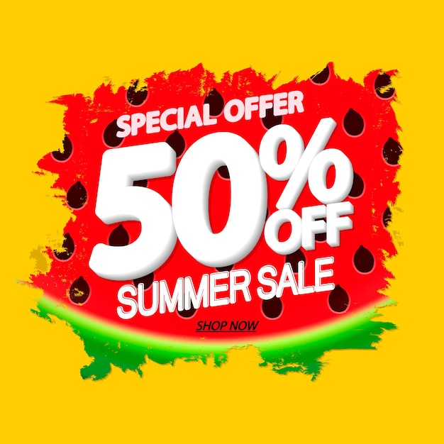 Summer sale 50 off discount poster design template store offer banner