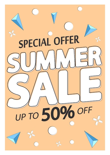 Summer Sale 50 off discount poster design template store offer banner