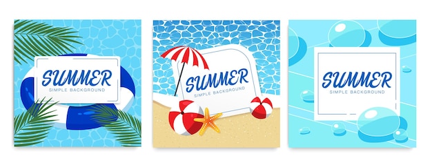 Summer sale background bannersvector illustration template set