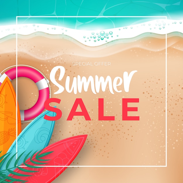 Vector summer sale background layout for banners. voucher discount.