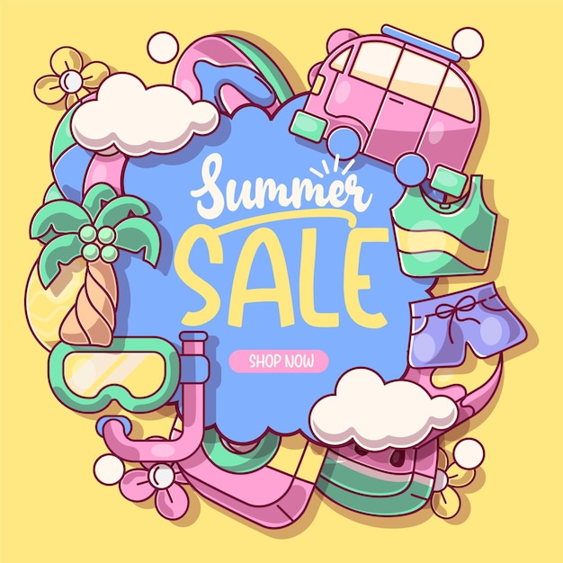 Layout di sfondo per saldi estivi per banner voucher discountmodello di illustrazione vettoriale