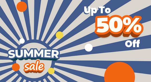 Summer sale background Template design for promotion with illustration of sunburst and bold lettering