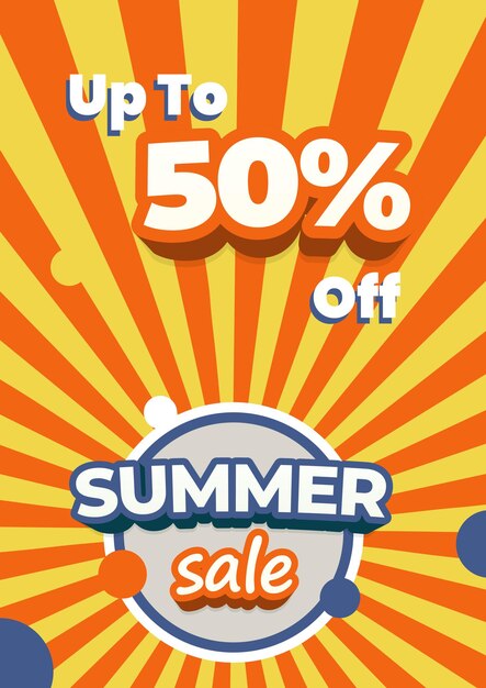 Summer sale background Template design for promotion with illustration of sunburst and bold lettering