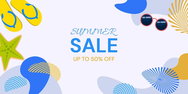 Summer sale banner design template Vector illustration