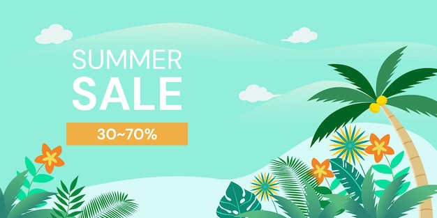 Summer sale banner design template Vector illustration