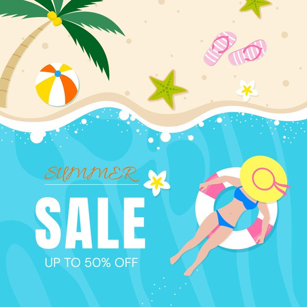 Summer sale banner design template Vector illustration