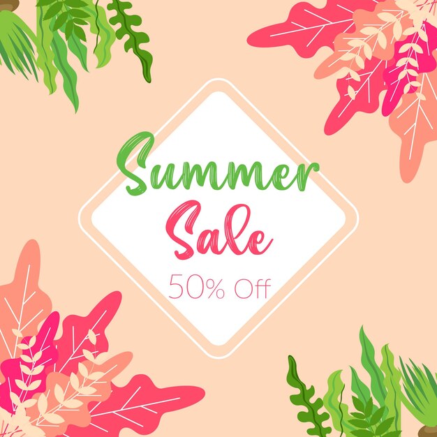 Summer sale banner design template