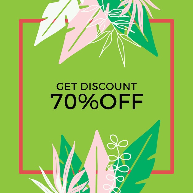 Summer sale banner design with tropical leaves background. Floral background vector. Palm leaves, monstera leaf, botanical background design for wall framed prints, wall art, invitation, poster