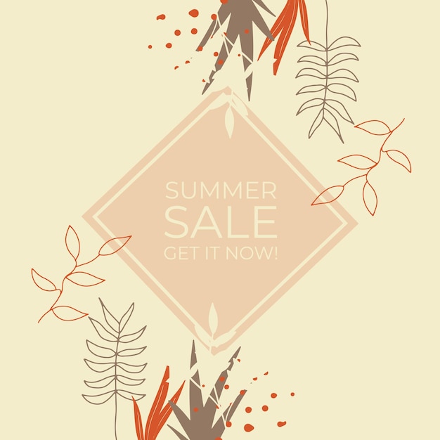 Summer sale banner design with tropical leaves background. floral background vector. palm leaves, monstera leaf, botanical background design for wall framed prints, wall art, invitation, poster