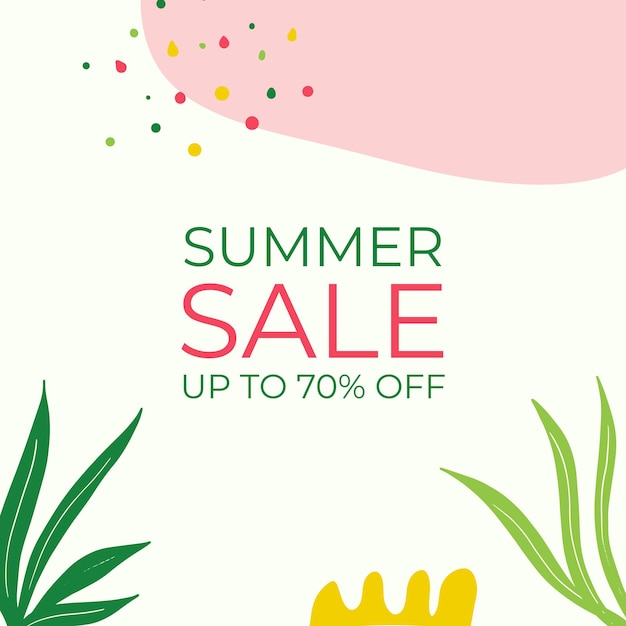 Summer sale banner design with tropical leaves background. Floral background vector. Palm leaves, monstera leaf, botanical background design for wall framed prints, wall art, invitation, poster