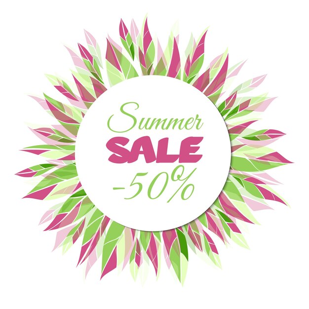 Summer sale banner Floral frame for your design