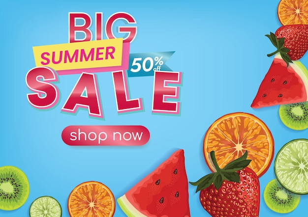 Summer sale banner fruits background