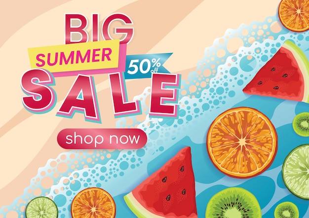 summer sale banner fruits background