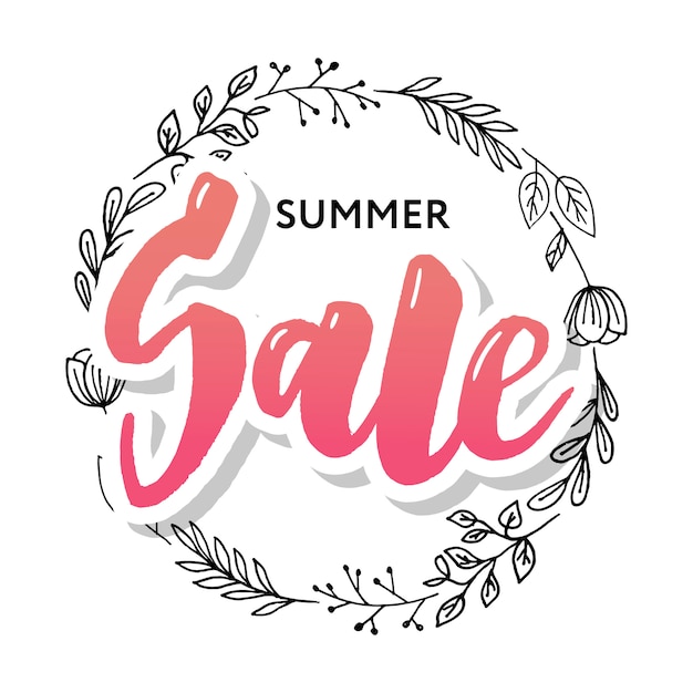 Summer Sale banner. Hand drawn lettering. Calligraphic element for your design. 