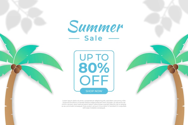 summer sale banner in papercut style