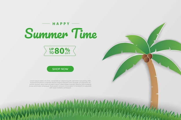 Vector summer sale banner in papercut style