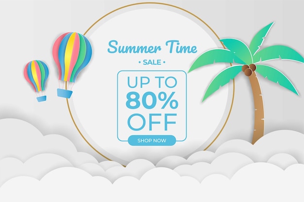 summer sale banner in papercut style