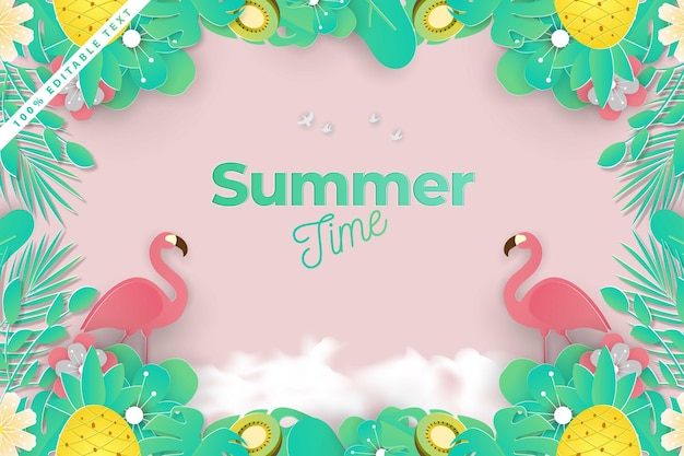 summer sale banner in papercut style 