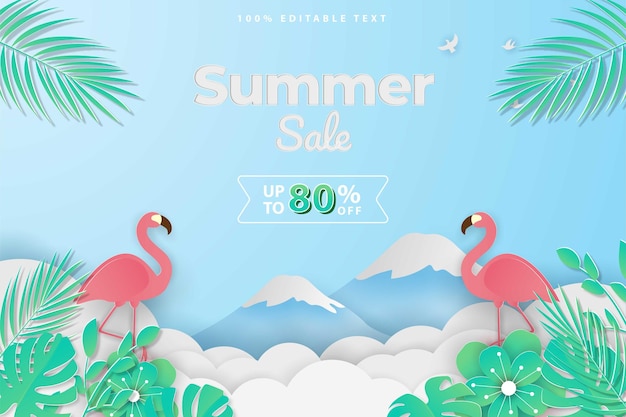 Summer sale banner in papercut style