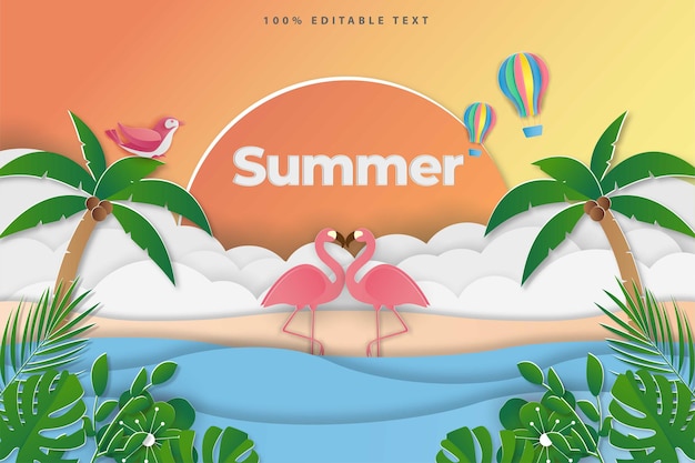 Vector summer sale banner in papercut style