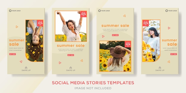 summer sale banner template stories post for social media premium