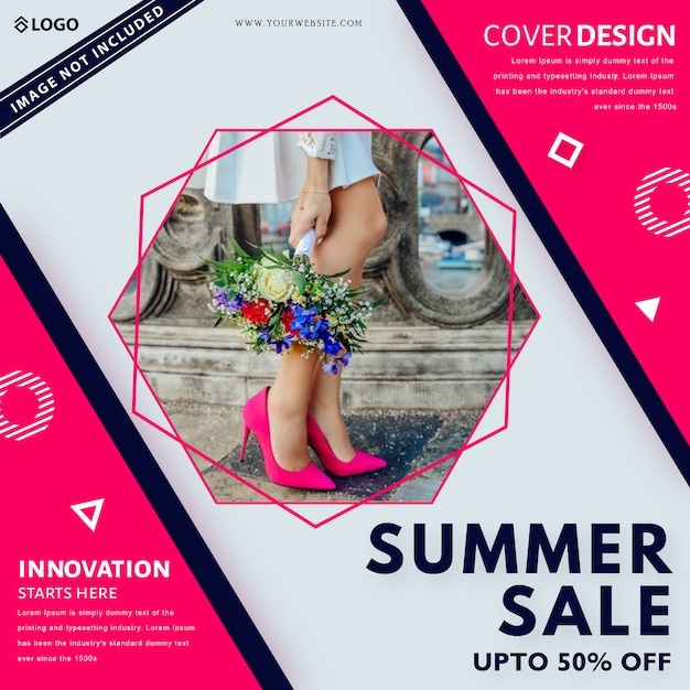 Summer sale banner template. up to 50% off.
